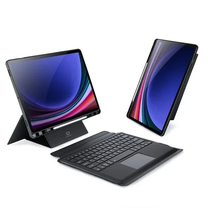 DUX DUCIS Samsung Galaxy Tab S9 + Ayrılabilir Bluetooth Klavye Touchpad PU Deri Kılıf-(5775)