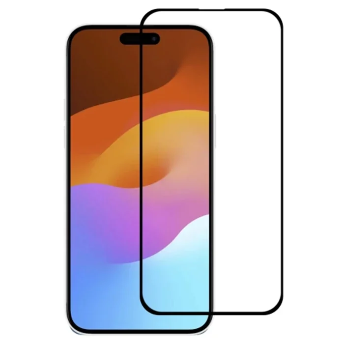 Ally iPhone 15 Pro Max Full Glue Tempered Kırılmaz Cam Ekran Koruyucu-(5775)