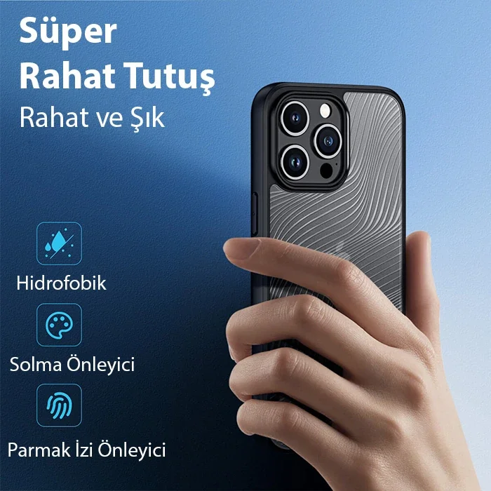 Dux Ducis iPhone 15 Pro Aimo Series Premium Buzlu Sert PC-TPU Kılıf-(5775)