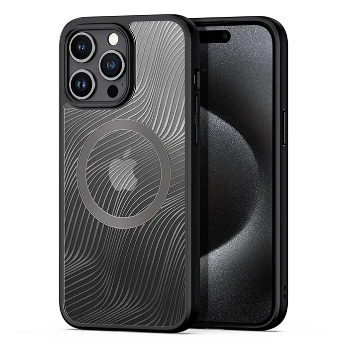 Dux Ducis iPhone 15 Pro Max Aimo Series MagSafe Premium Buzlu Sert PC-TPU Kılıf-(5775)