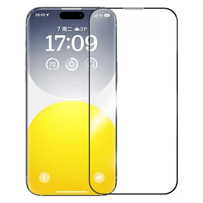 Baseus Corning iPhone 15 Pro Max HD Tempered Full Koruma Cam Ekran Koruyucu-(5775)