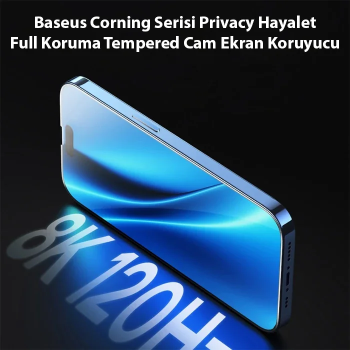 Baseus Corning iPhone 15 Privacy Hayalet Full Koruma Tempered Cam Ekran Koruyucu-(5775)