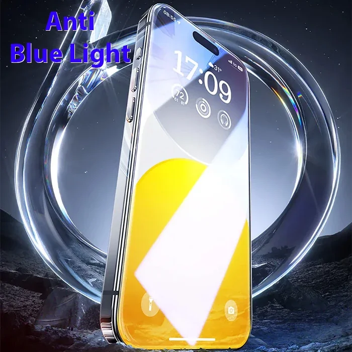 Baseus Crystalline iPhone 15 Pro Full Koruma Anti Mavi Işık Tempered Cam Ekran Koruyucu-(5775)