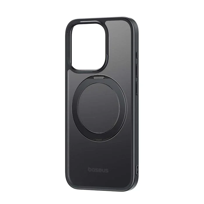 Baseus iPhone 15 Pro Max SkyRing Serisi Standlı Magsafe Manyetik Kılıf + Tempered Ekran Koruyucu Set-(5775)