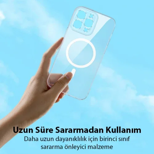 Baseus iPhone 15 Pro Crystal Serisi Manyetik Magsafe Silikon Kılıf + Tempered Ekran Koruyucu Set-(5775)