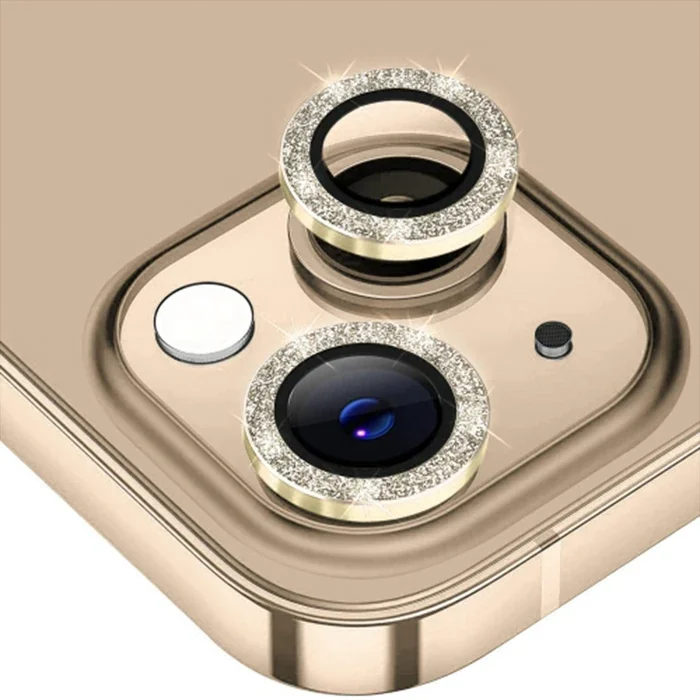 ALLY iPhone 14-14 Plus Diamond Taş İşlemeli Alüminyum Alaşımlı Kamera Lens Koruyucu-(5775)