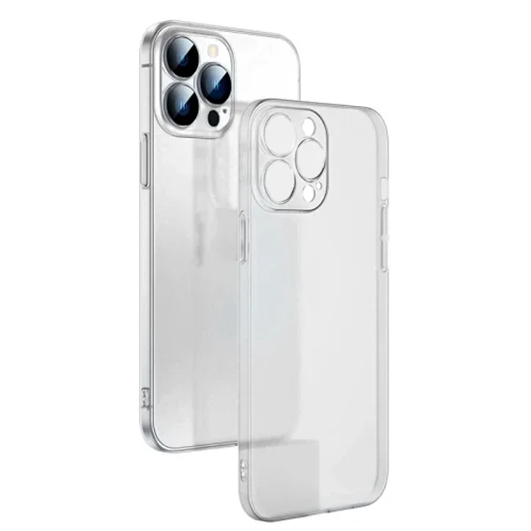 Ally iPhone 13 Pro Max 6.7inch Frosted Glass Şeffaf Kamera Korumalı Kılıf-(5775)