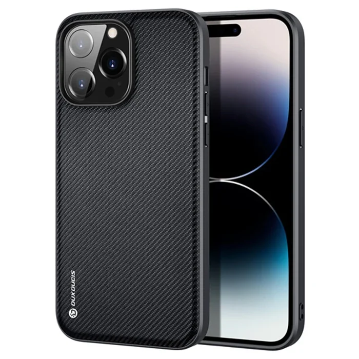 Dux Ducis Fino Serisi iPhone 14 Pro 6.1 inç Kılıf Premium Dokuma Silikon Kılıf-(5775)