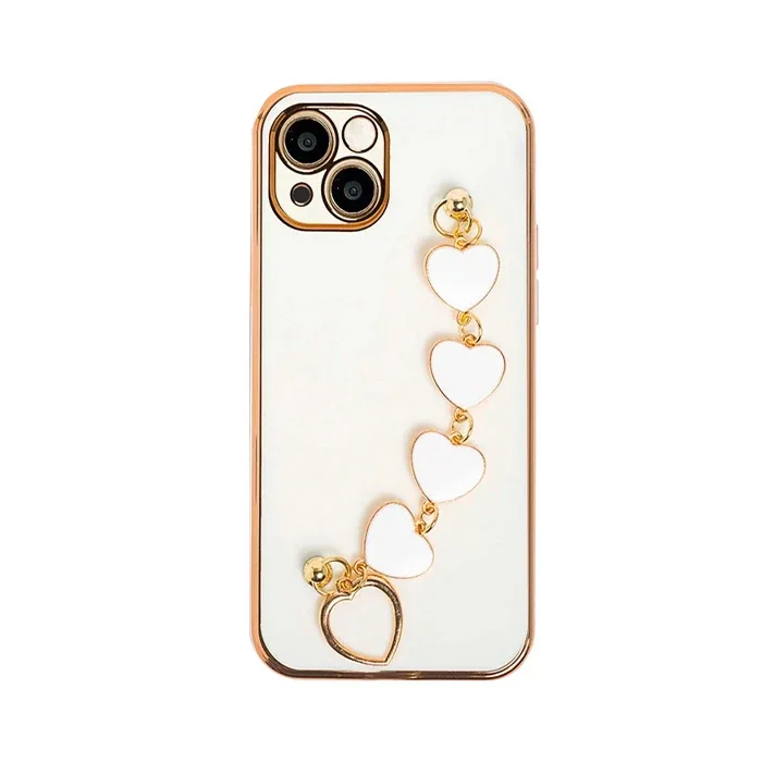 Ally iPhone 13 Mini 5.4inç Kılıf Kalp Bileklik Tutuculu Lüx Silikon Askılı Kılıf-(5775)