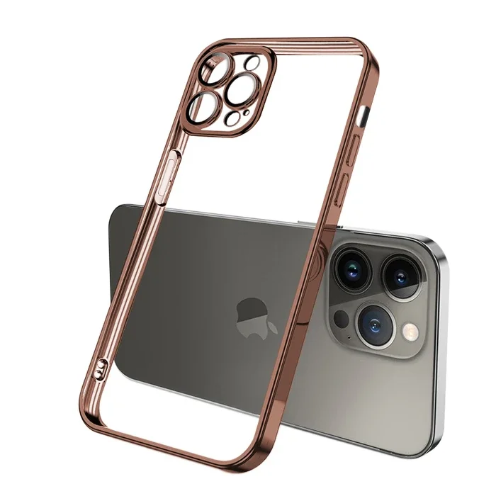 ALLY Fashion Series iPhone 13 Pro 6.1inç Kılıf Renkli Kenar Lazer Çerçeveli Silikon Kılıf-(5775)