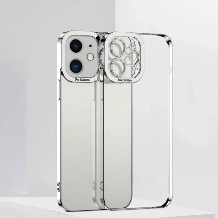 ALLY Fashion Series iPhone 12 6.1inç Kılıf Renkli Kenar Lazer Çerçeveli Silikon Kılıf-(5775)