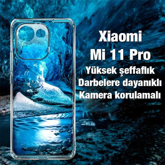 Ally Xiaomi Mi 11 Pro Kılıf Kamera Korumalı Ultra İnce Şeffaf Silikon Kılıf-(5775)