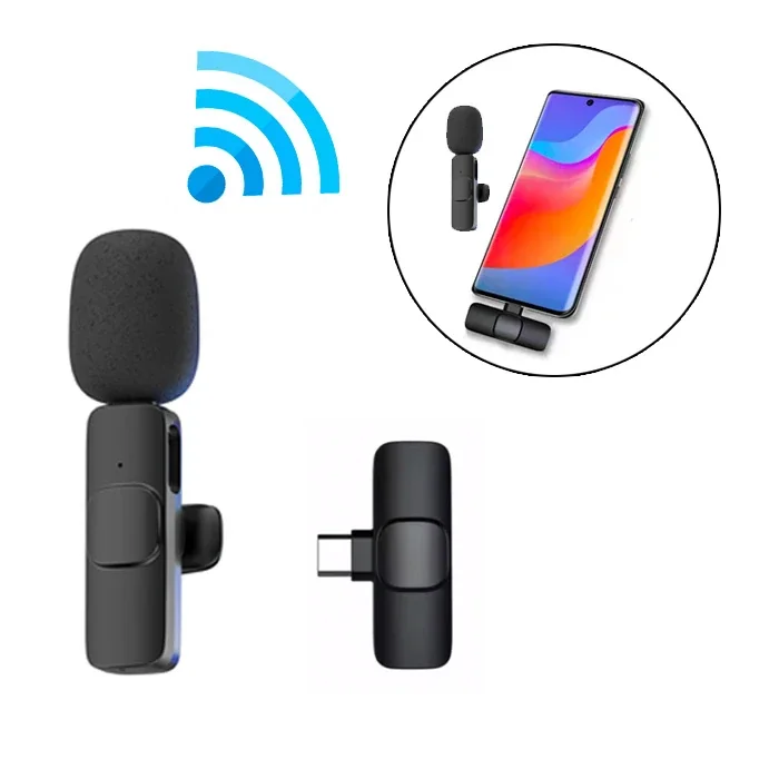 Ally K8 Lightning iPhone Tak Konuş Wireless Kablosuz Mini Yaka Mikrofonu Canlı Yayın Mikrofonu-(5775)