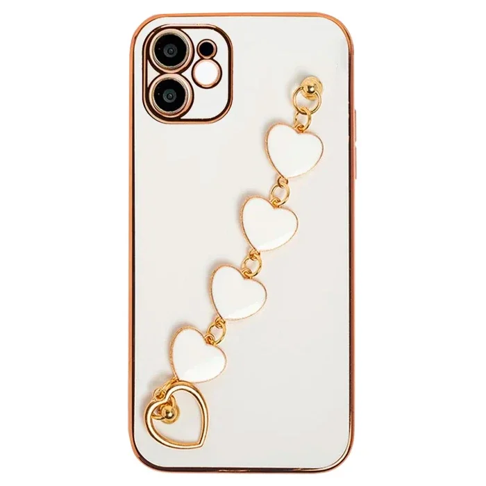 Ally iPhone 11 6.1inç Kılıf Kalp Bileklik Tutuculu Lüx Silikon Askılı Kılıf-(5775)