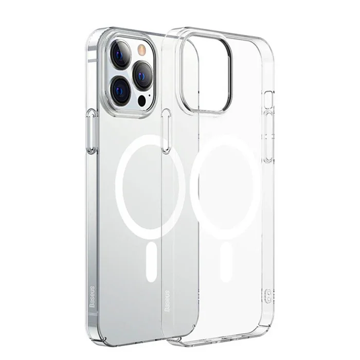 Baseus Crystal iPhone 13 Pro Magsafe Silikon Kılıf + Tempered Ekran Koruyucu Set-(5775)