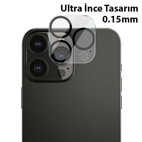ALLY İPhone 13 Pro-13 Pro Max 3D Full Tempered Glass Cam Kamera Koruyucu-(5775)