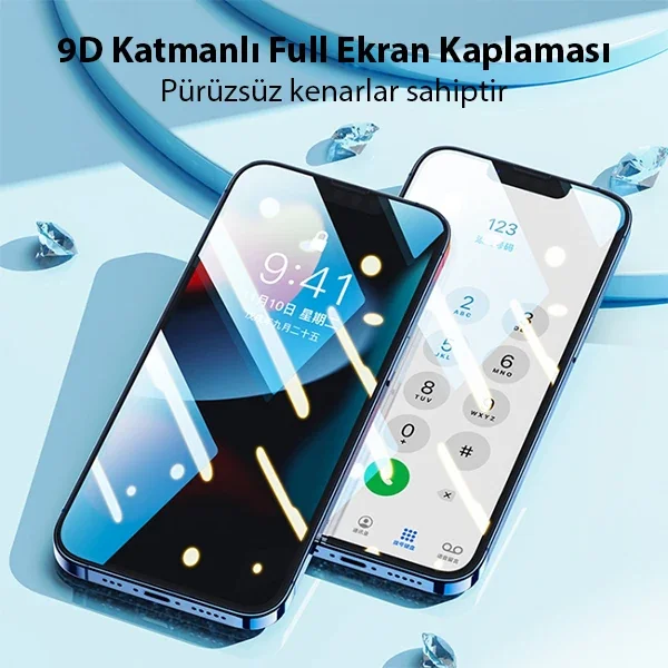 Ally Full Kaplama iPhone 13 Mini 5.4 Full Glue Cam Ekran Koruyucu-(5775)