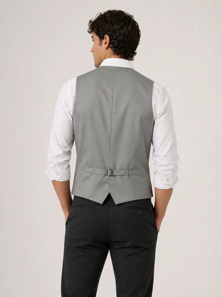 Erkek 6 Cepli Yelek İç Astarlı Sağ Sol İç Cepli Slim Fit Günlük Şık - Bej