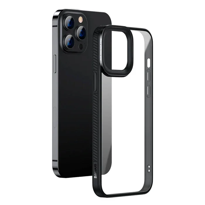 Baseus Crystal iPhone 13 Pro 6.1 Kılıf Jel Çerçeve Zırhlı Silikon Kılıf-(5775)