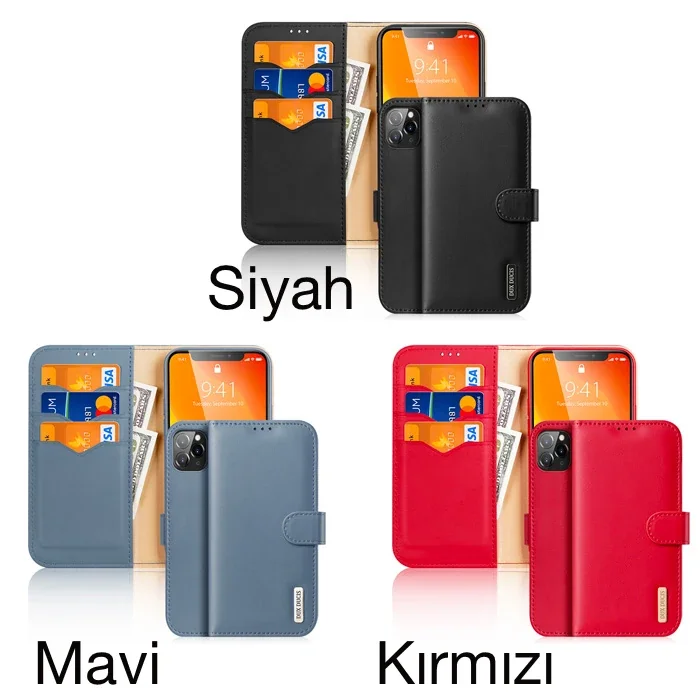 Dux Ducis iPhone 11 Pro Max Kılıf Mıknatıslı Cüzdanlı Deri Kılıf Hivo Series-(5775)