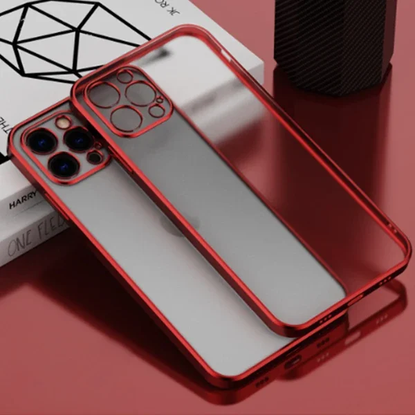 iPhone 11 Pro Max 6.5inç Renkli Kenar Şeffaf Kılıf Kamera Korumalı Kılıf-(5775)