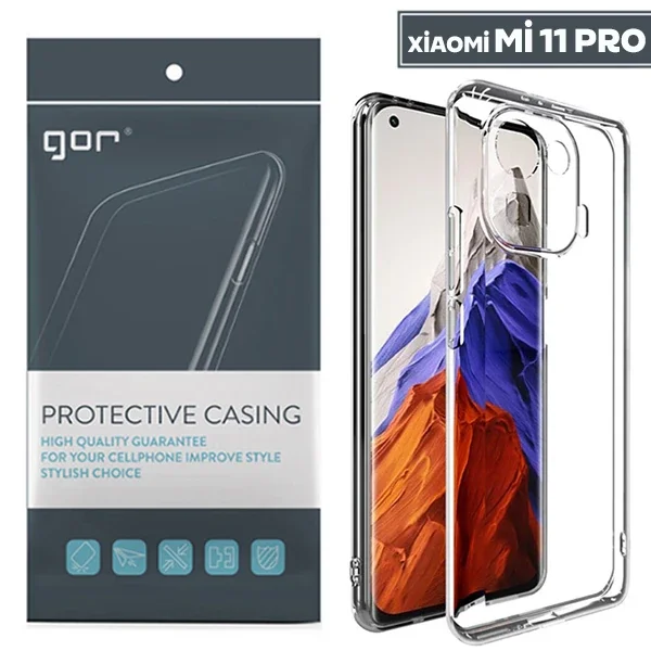 GOR Xiaomi Mi 11 Pro Kılıf Kamera Korumalı Şeffaf Silikon Kılıf-(5775)
