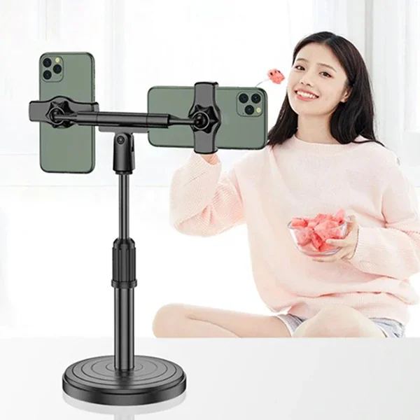 ALLY Masaüstü Youtube Tiktok Canlı Yayın Çift Telefon Tutucu Stand-(5775)