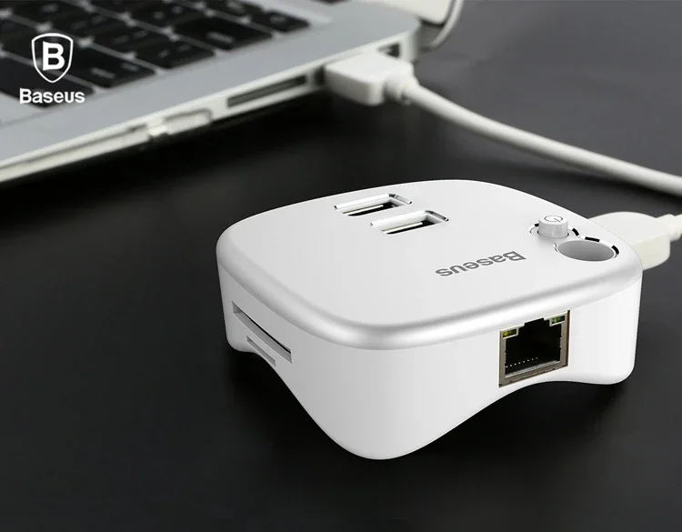 Baseus Çok Fonsiyonlu Notebook Adaptörü Hub Dual USB 3.0 RJ45 TF/SD-(5775)