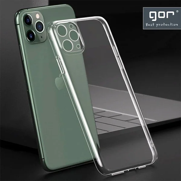 GOR İPhone 12 Pro 6.1 inch Kılıf Kamera Korumalı Şeffaf Silikon Kılıf-(5775)