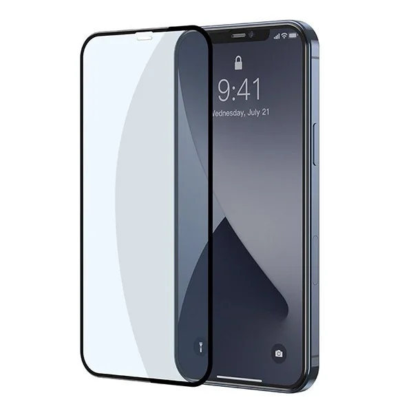 Baseus İPhone 12 Pro Max 6.7 0.3MM Full Anti Blue Light Tempered Cam Ekran Koruyucu 2Adet Set-(5775)