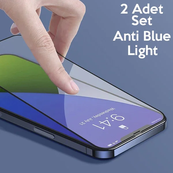 Baseus İPhone 12 Pro Max 6.7 0.3MM Full Anti Blue Light Tempered Cam Ekran Koruyucu 2Adet Set-(5775)