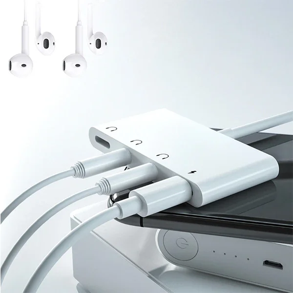 ALLY İPhone 14-13-12-11 4in1 Otg Ses Adaptörü Çift DC 3.5MM Jack-(5775)