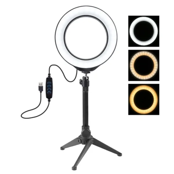 PULUZ 6.2CM PKT3032 Led Işık 16cm Stand YoutuberCanlı Yayın Selfie TikTok Makeup-(5775)