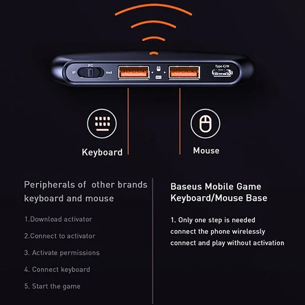 BASEUS GAMO GA01 Mobile Oyun Adaptörü Klavye &Mouse Bağlantı Adaptörü-(5775)
