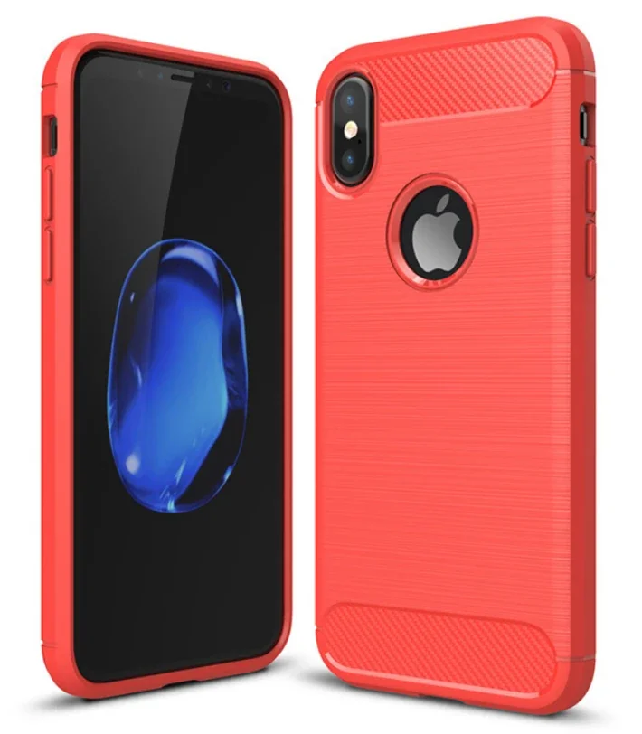 İphone XXS Dark Ultra Koruma Karbon Fiber Silikon Kılıf-(5775)