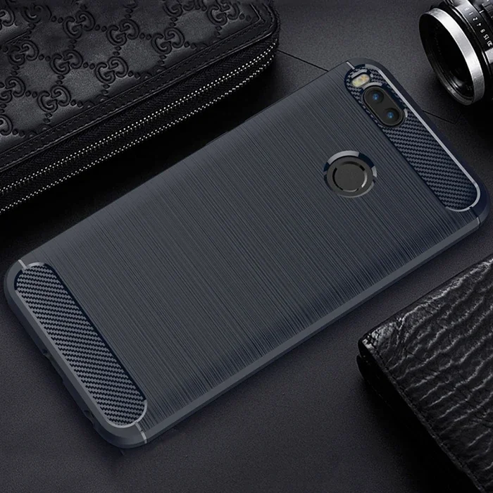 Xiaomi Mi 5x Dark Ultra Koruma Karbon Fiber Doku Silikon Kılıf-(5775)