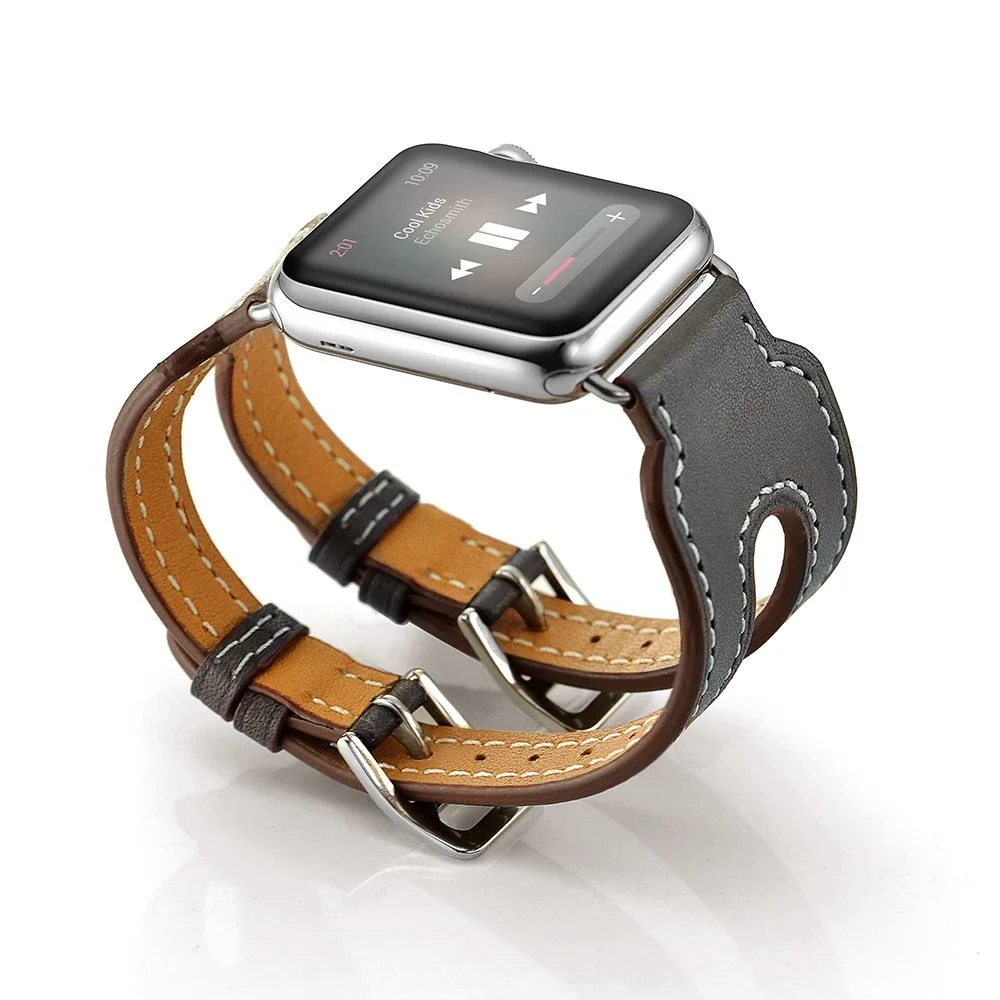 Ally Apple Watch 7-8 41mm 6-5-4 40mm Çift Kayış Kordon Kayış 3-2-1 38mm-(5775)