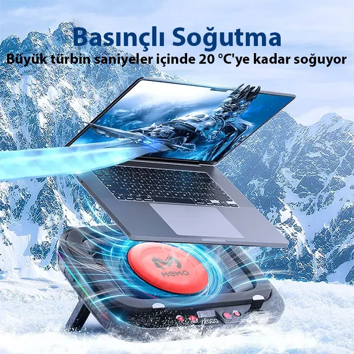 MEMO FL08 7 Seviyeli Yükseklik Ayarlanabilir Dizüstü Bilgisayar Soğutucu Yükseltici Braket Turbo Fan Soğutma Radyatörü-(5775)