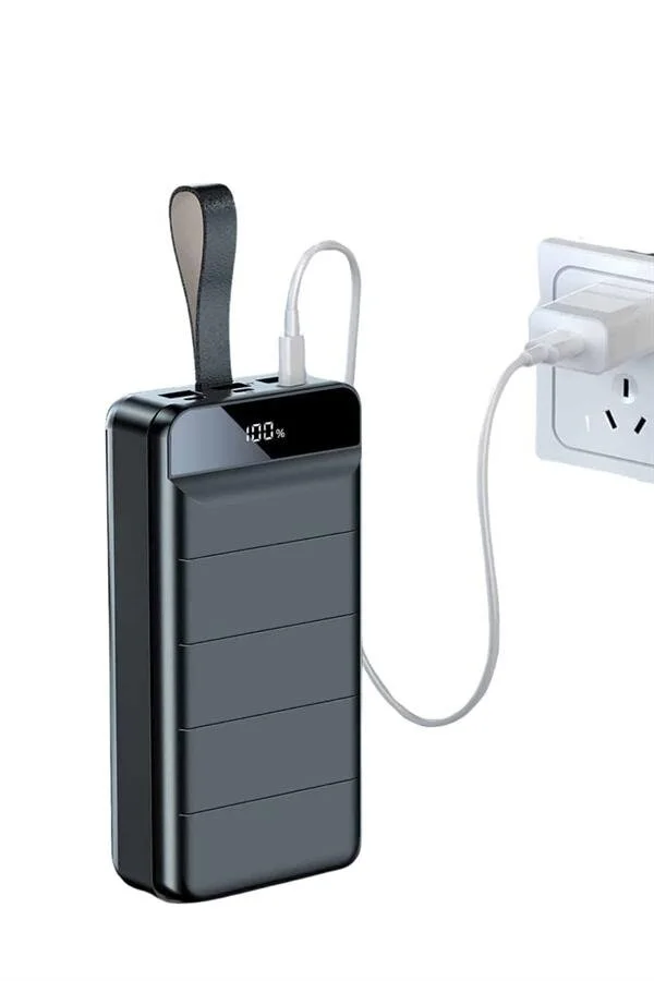 Taşınabilir Powerbank 50.000 mAh 4 Girişli Hızlı Şarj Led Göstergeli Fenerli Şarj