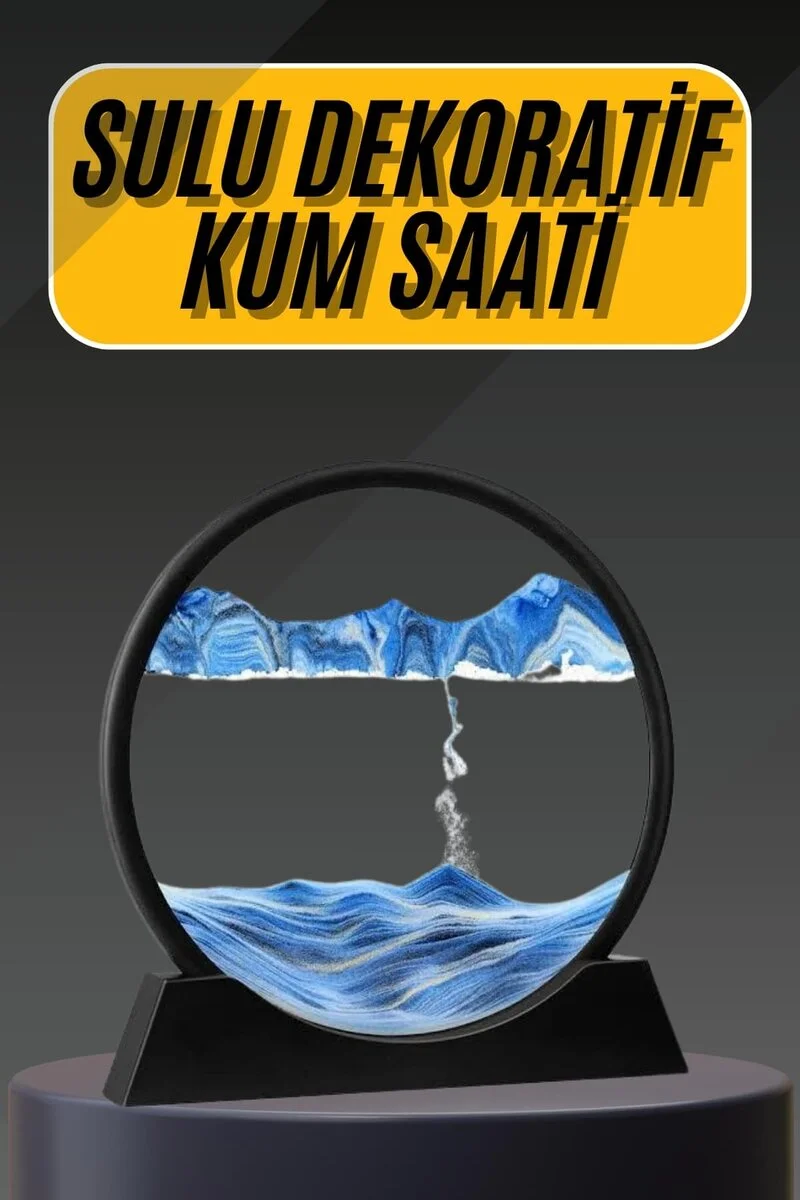 3D Led Işıklı Kum Saati Gece Lambası Hareketli Sulu Kum Saati Dekoratif
