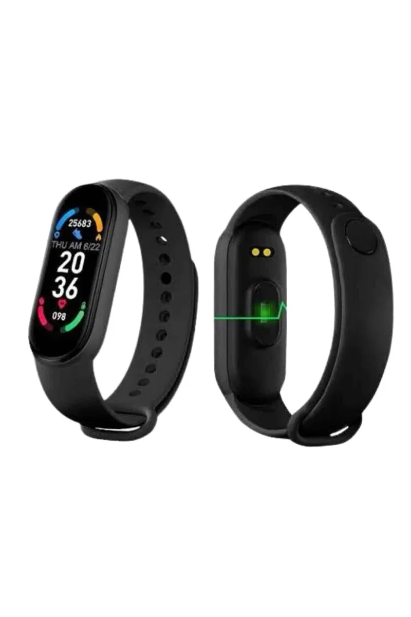 M6 Akıllı Bileklik Siyah Adımsayar Spor Takibi Android ve İOS Uyumlu