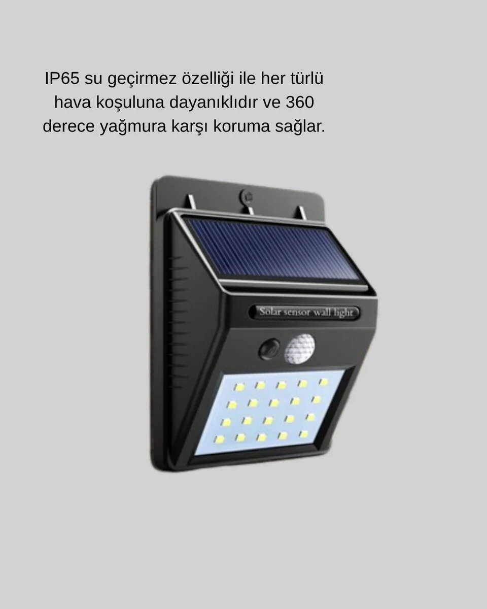 Solar Güçlü LED Dış Mekan Lambası – Güneş Enerjisiyle Şarj Olan Sensörlü Bahçe Işığı