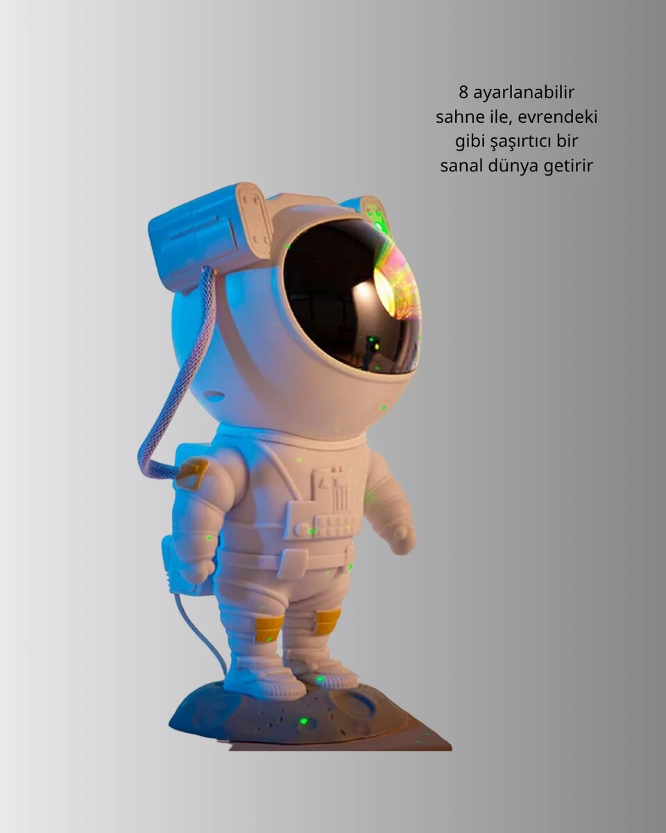 Astronot Yıldız Projeksiyon Lambası 8 Efektli Uzaktan Kumandalı Gece Işığı