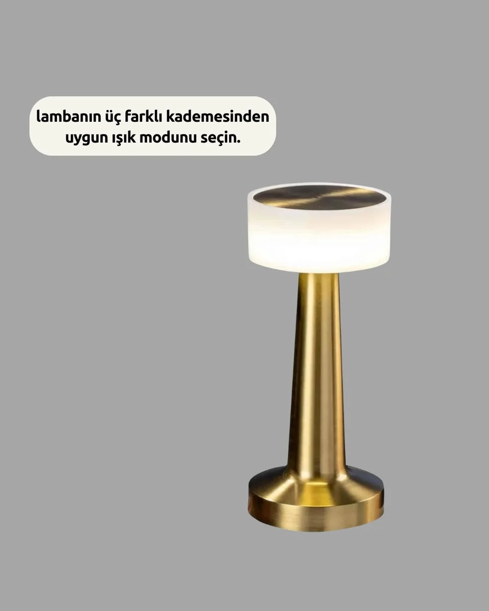 Modern USB'li Kablosuz Masa Lambası – Minimalist Tasarım 3 Farklı Parlaklık