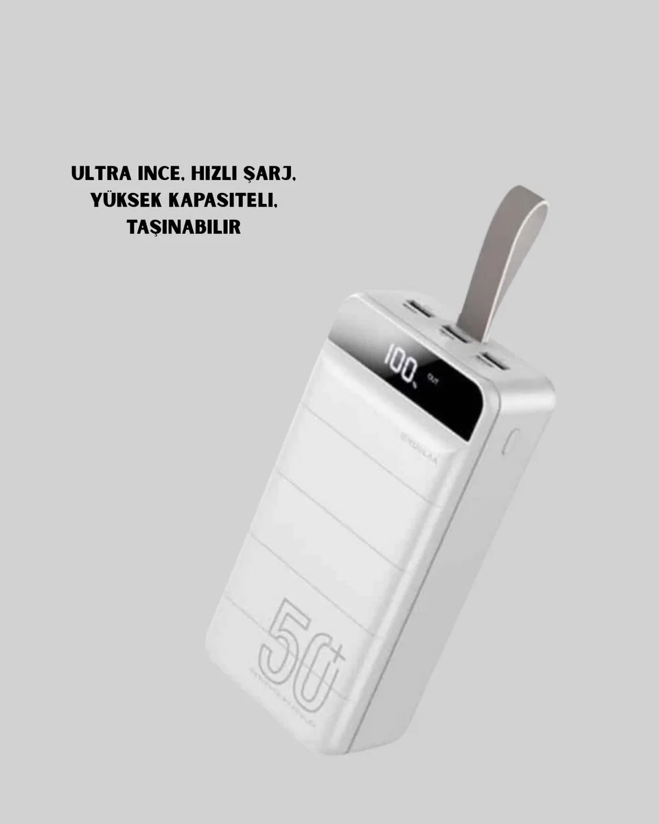 4 Cihazı Aynı Anda Şarj Edebilen Güçlü Powerbank 50000 mAh