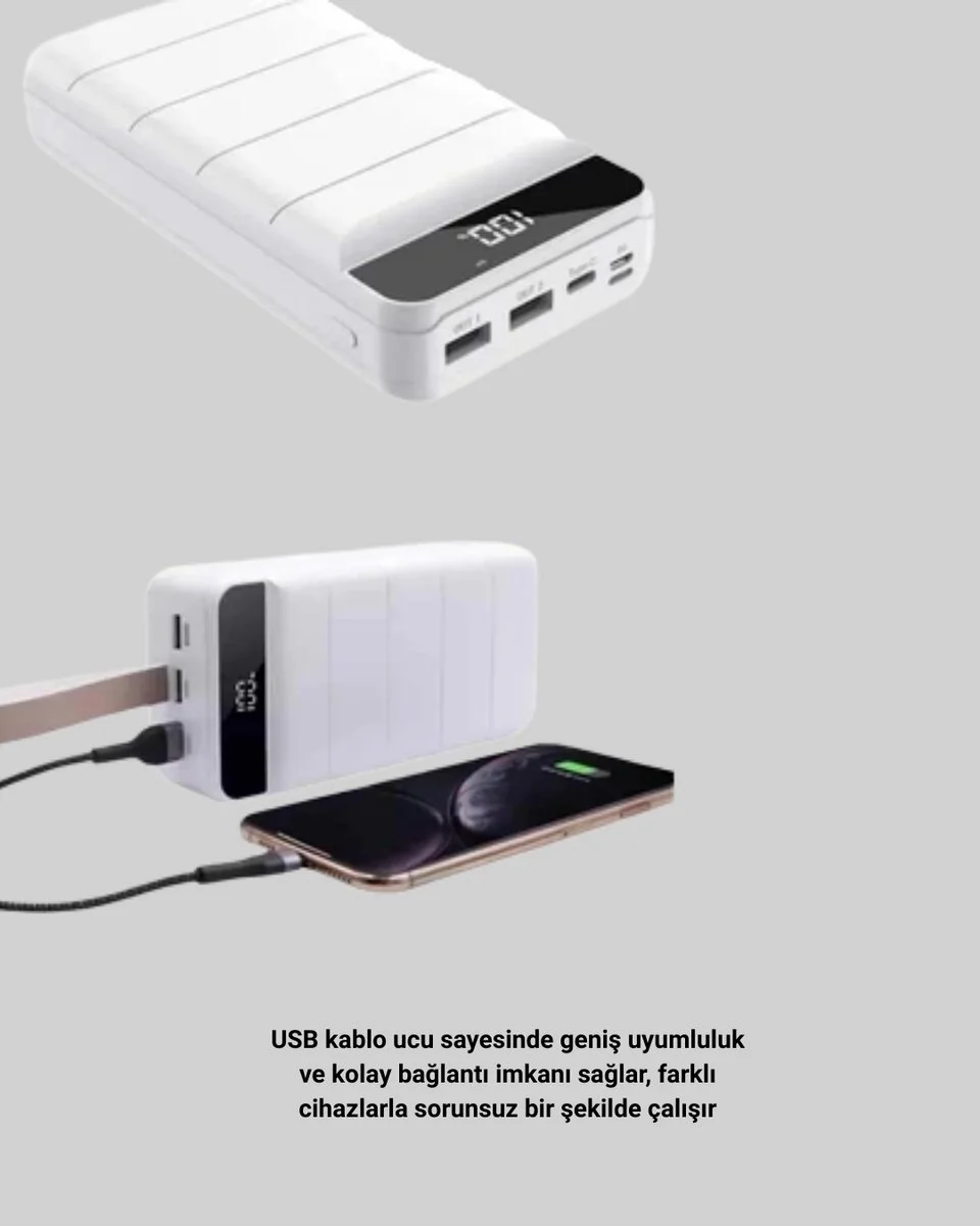 Çoklu Cihaz Uyumlu LED Ekranlı 50000 mAh Powerbank