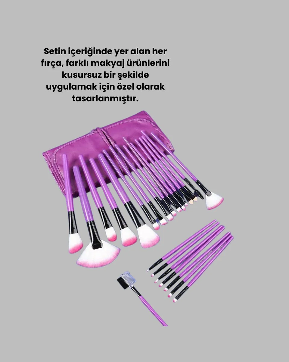 Fondöten Allık ve Far Uygulamalarına Uygun 12 Parça Makyaj Fırça Takımı Ergonomik Saplı