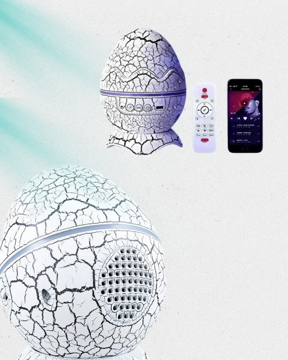 Dinozor Yumurtası Galaksi Projektör Gece Lambası 4'ü 1 Arada – Bluetooth Hoparlörlü