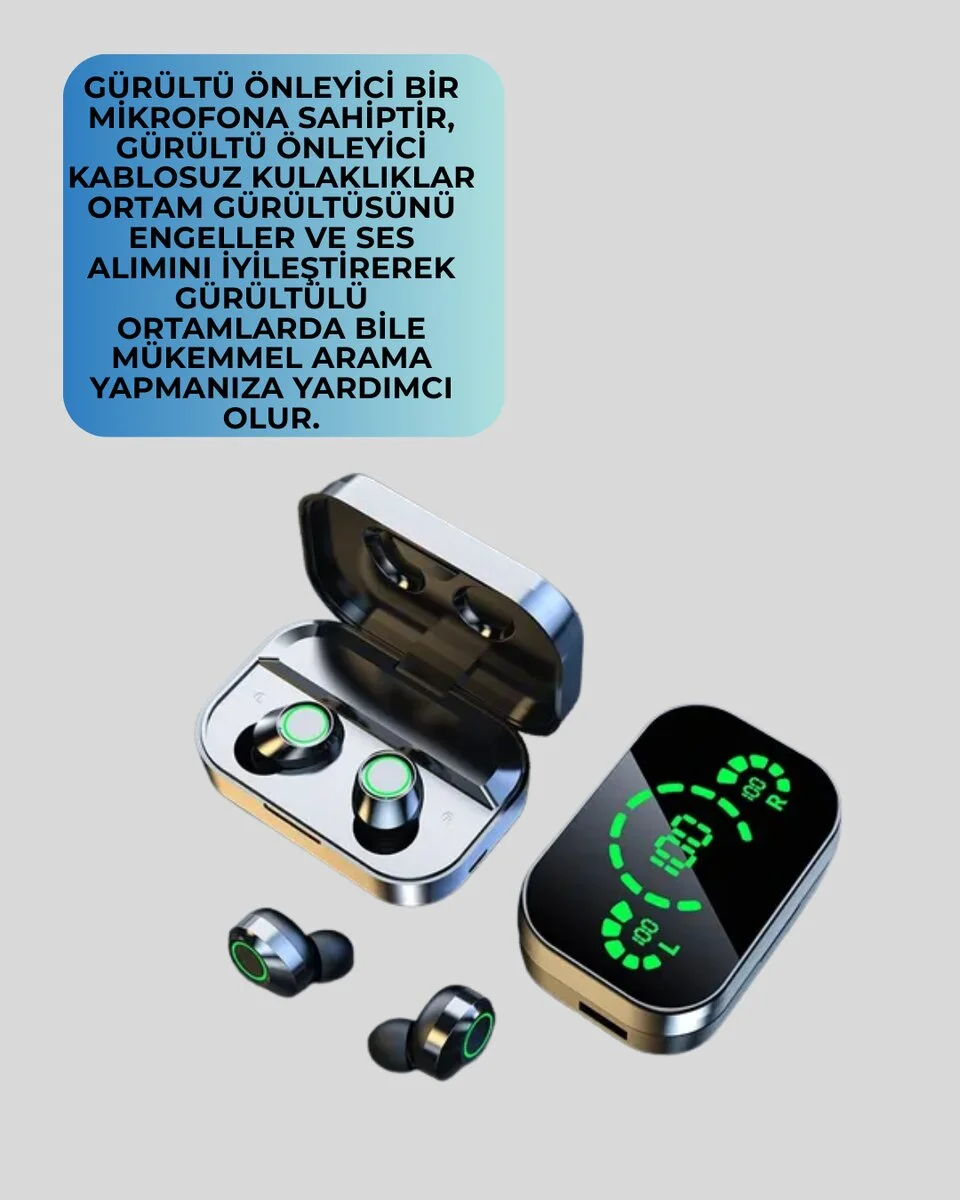 Gürültü Engelleyici Bluetooth Kulaklık – Akıllı Ekranlı HiFi Ses Kalitesi