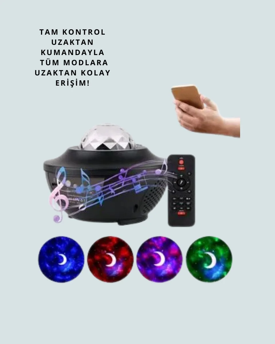 Bluetooth & USB Müzik Çalar Gece Lambası – 50 m² Kapsama Uzaktan Kumanda